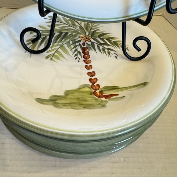 Gibson Designs PALM COURT GIDPAC Dinner Plate Green Palm Tree Green - Set of 4 - Picture 9 of 15